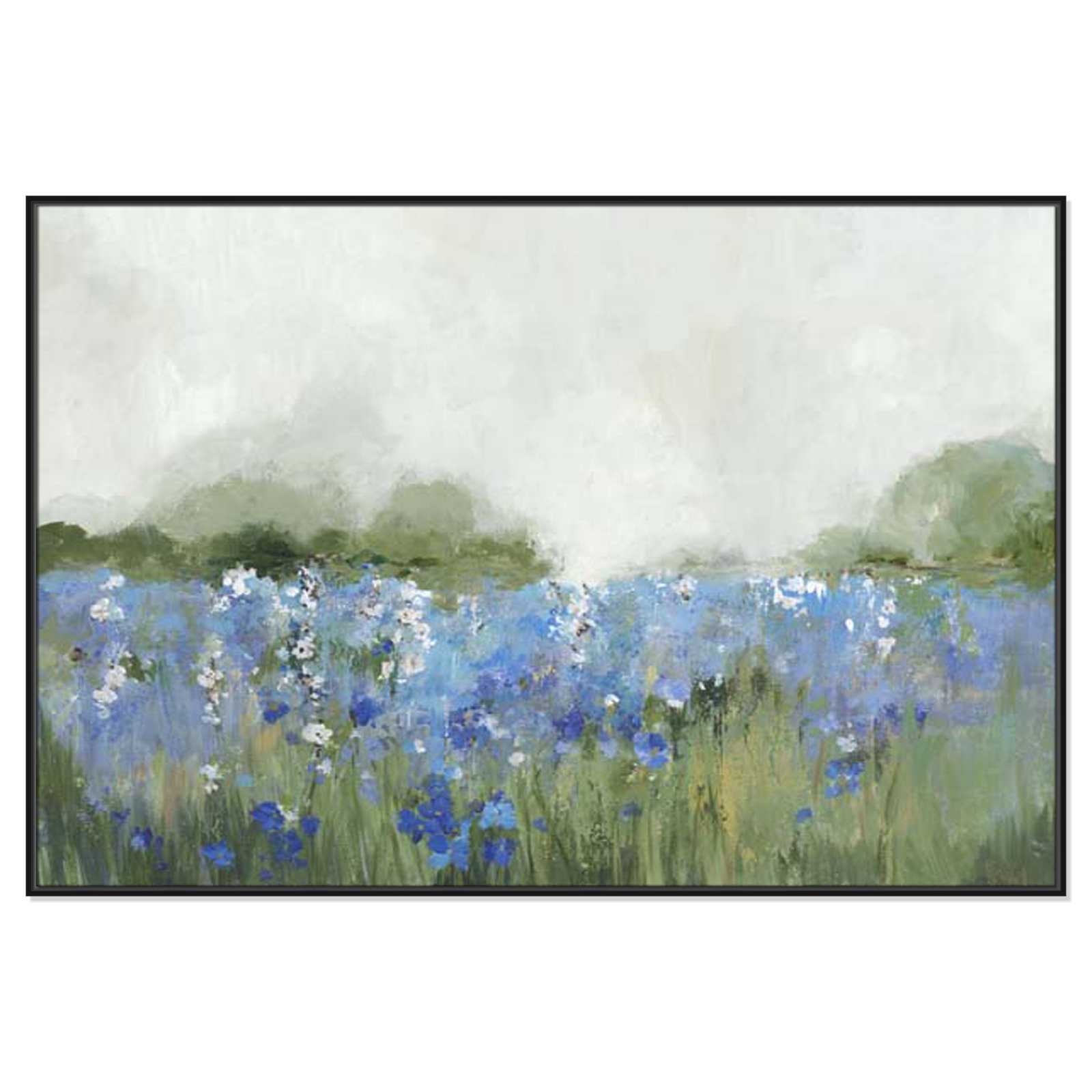 Casa Fine Arts "Meadows Bluebells Field" Print, 41.5" H x 61.5" W x 2" D, Black Framed