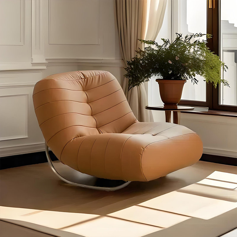 Chaise berçante décontractée minimaliste, Brun