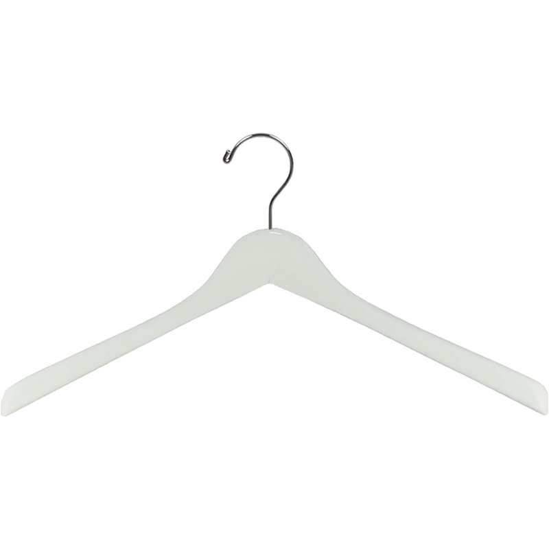 Cintre pour manteau en bois, 25, Blanc / Chrome