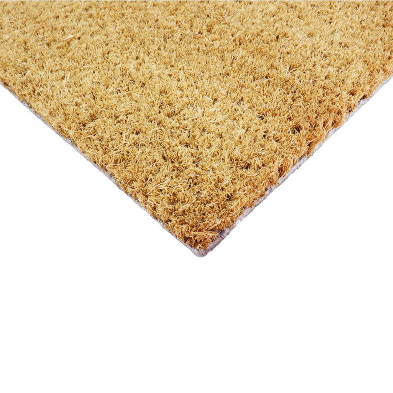 Hello Scribbly Floral Coir Doormat, Brown, 40cm W x 120cm L