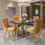 Chaise de salle à manger rembourrée en velours moderne avec dossier capitonné, garniture cloutée-750428908