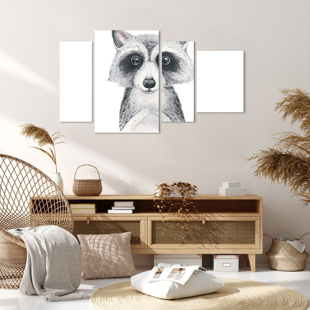 4-tlg. Leinwandbilder-Set Raccoon Picture Children's