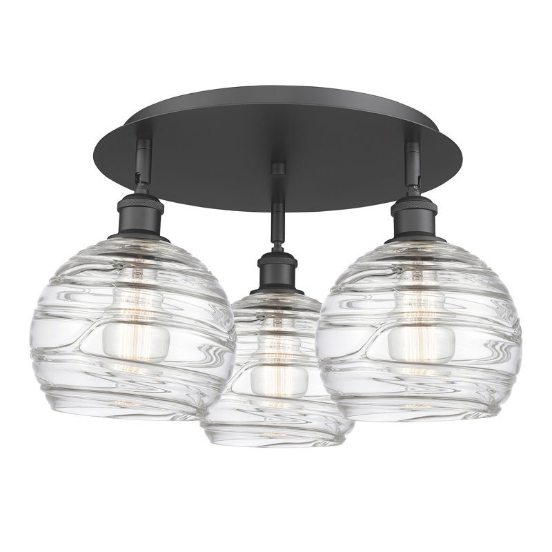 Essex Glass Flush Mount, Matte Black, 10.38" H x 19.75" W x 19.75" D
