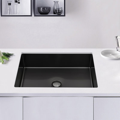 OUKANING Stainless Steel Rectangular Bathroom Sink with Overflow