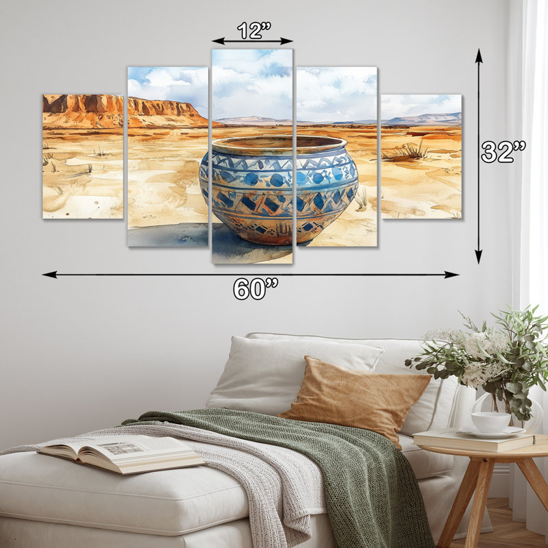 «Brown African Desert Pottery Serenity - Boho Pottery», ensemble d'art mural