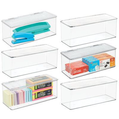 iDesign Stackable Hinged-Lid Storage Box - Lidded Storage Box for Organizing the Kitchen, Bathroom, or Home Office
