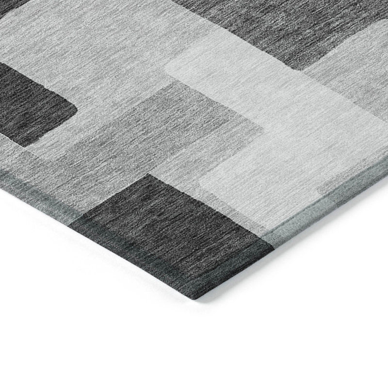 Tapis intérieur / extérieur ivoire et gris anthracite lavable 8 pi x 10 pi