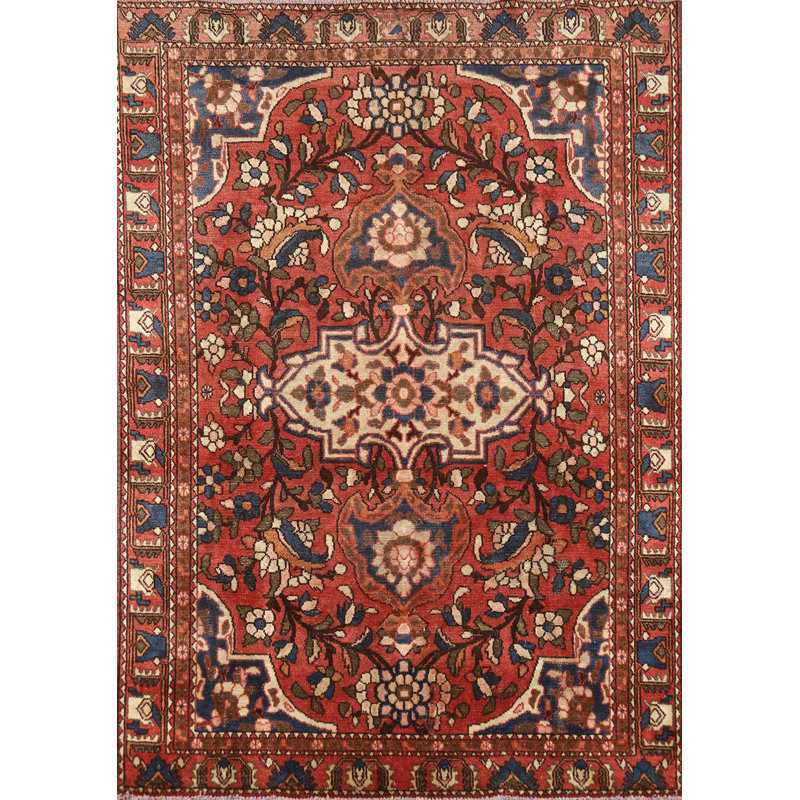 Tapis traditionnel floral en laine à médaillon 5 x 6