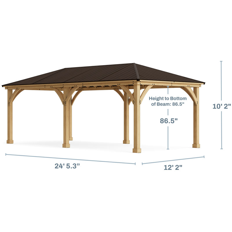 Meridian Series 3.7m x 6m Manufactured Wood Modern Gazebo, 318cm H x 365cm W x 730cm D