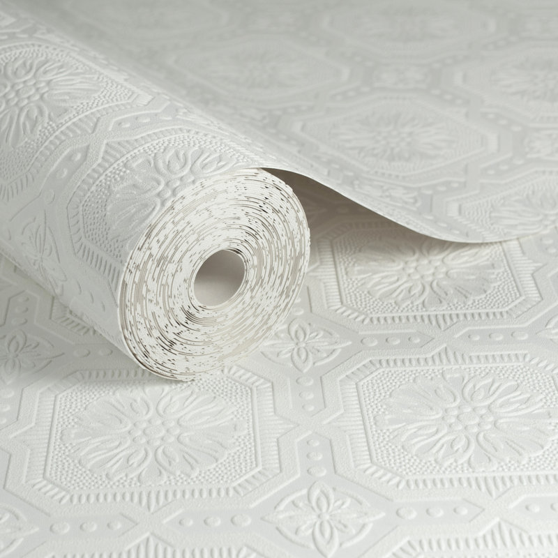 Paintable Floral Vinyl Wallpaper Roll