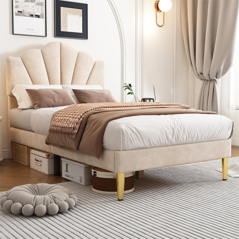 Akershus Upholstered Bed, UK Single - DE 90 x 190 cm, Beige