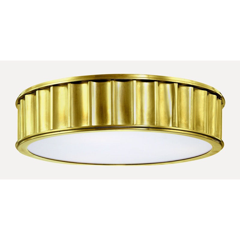 Middlebury 2-Light Flush Mount, Aged Brass, 4"H x 16"W