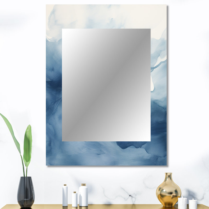 «Blue and White Dancing Watercolor Clouds», peinture murale abstraite, miroir décoratif moderne, impression d'art en métal