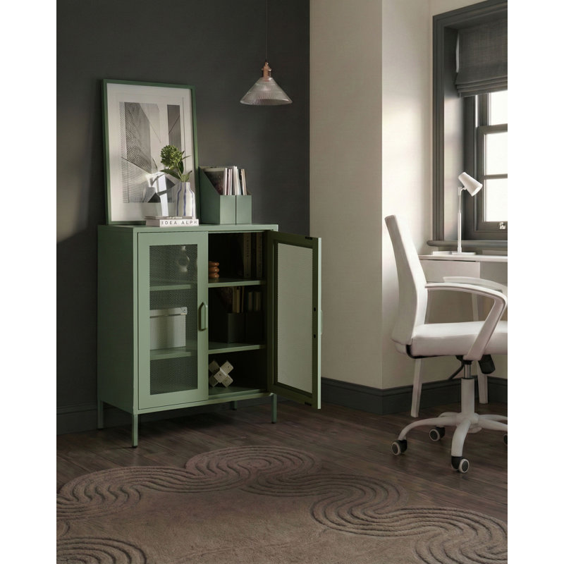 Steel 2 - Door Rectangle Accent Cabinet, Green