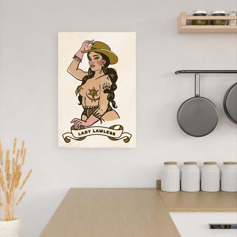 Lady Lawless Classic Playful Retro Bear Wall Art Print 1 Piece Wrapped Canvas Wall Art, 45.72cm H x 30.48cm W