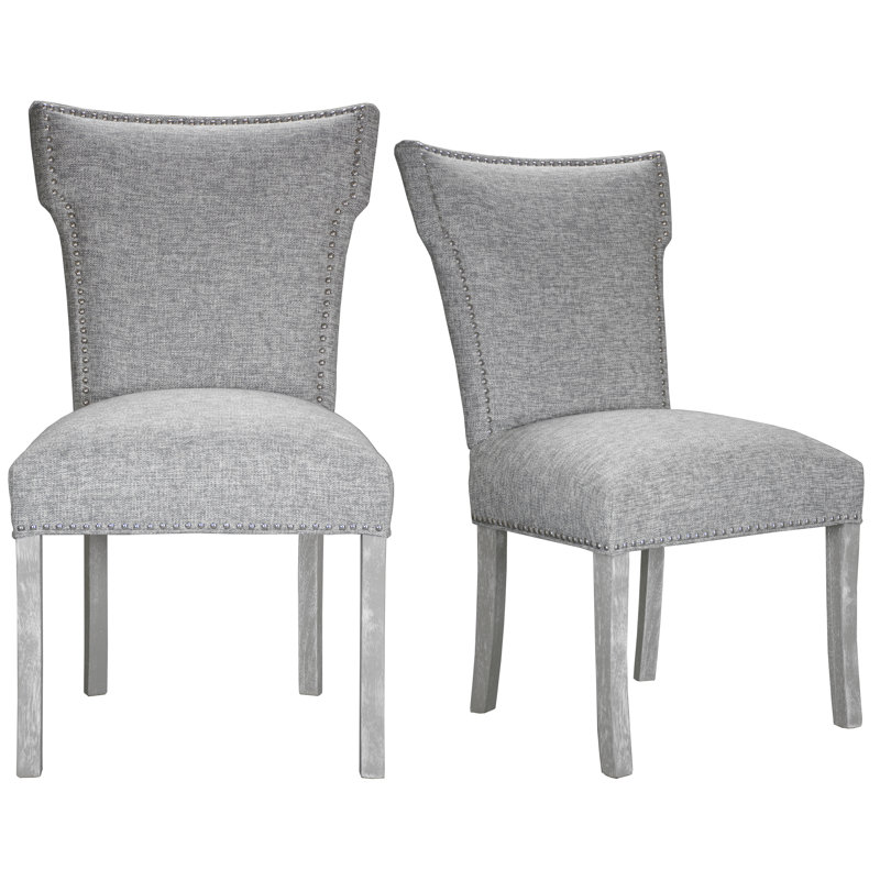 Chaise d'appoint rembourrée Chemise, Gris, Blanc