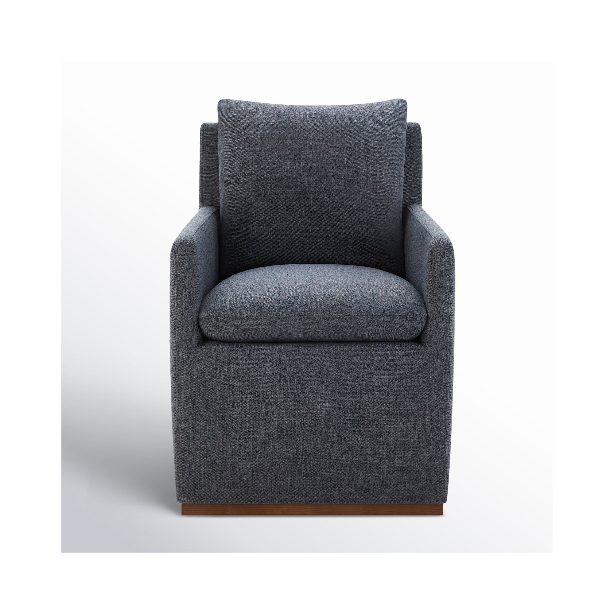 Bobbi Upholstered Dining Arm Chair, Effie Indigo Performance Linen