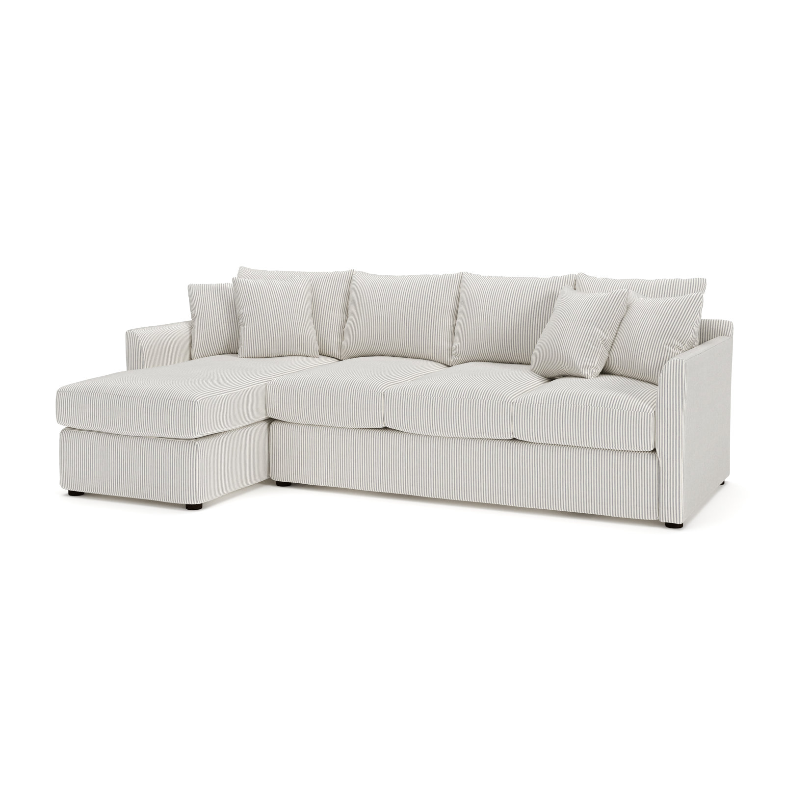 Cecelia Upholstered Chaise Sectional, Left Hand Facing, Cruise Adrift Striped Basketweave