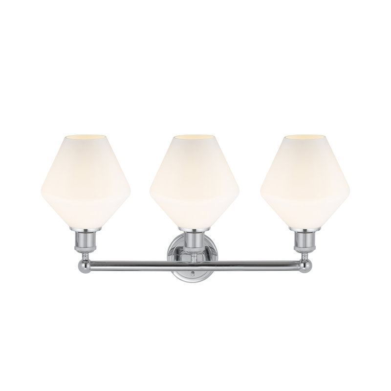 Éclairage pour meuble-lavabo 3 lumières Amylea, Boîtier blanc mat, Chrome poli