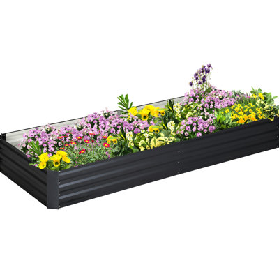 7.9' X 3' 1' Galvanized Raised Herb Bed, Metal Planter For Veggies, Flowers, Succulents, Gray - Surface, Weed Prevention Measures Garden Veggies And Herbs. Gray, , Large Capacity, Blocking, Plant