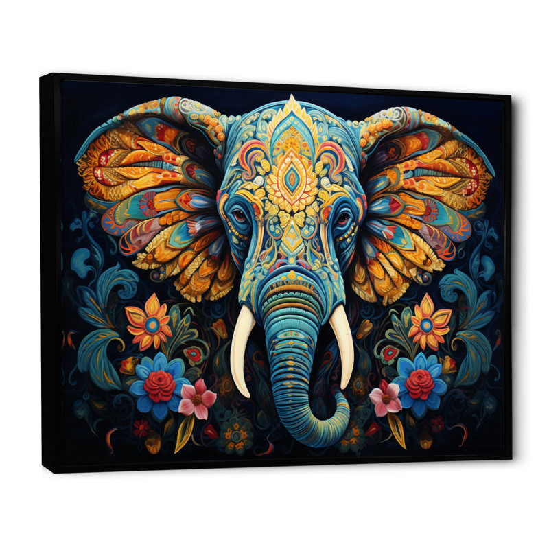Teal Elephant Legacy, Black Floater Framed, 12" H x 20" W x 1" D