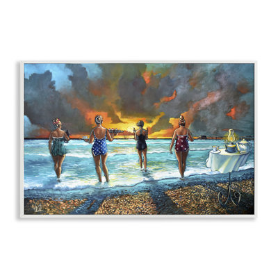 Elegant Ladies on Beach Framed Giclee Art by Ronald West