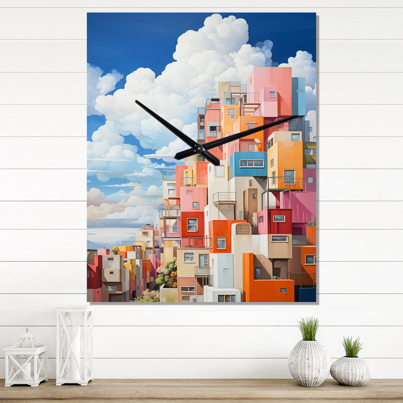 Horloge murale cubique dans un style De Stijl I - Nuage surdimensionné, Très grand