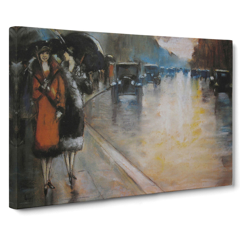 Street In Berlin by Lesser Ury - Wrapped Canvas Painting, 35cm H x 50cm W x 3cm D