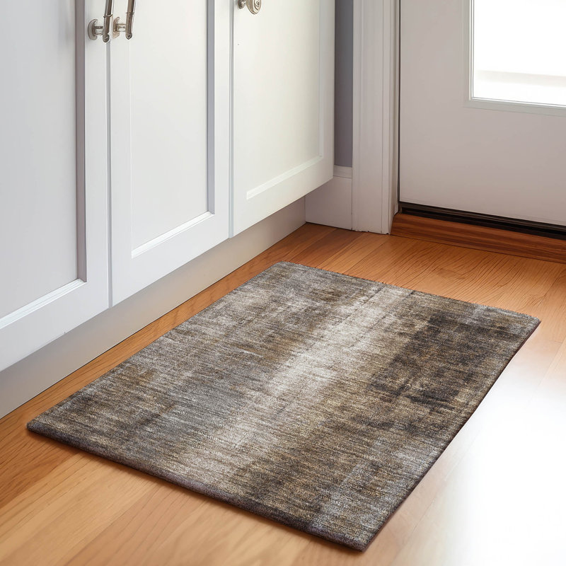 Machine Washable Indoor/Outdoor Xhevrie Brown Rug, Rectangle 1'8" x 2'6"