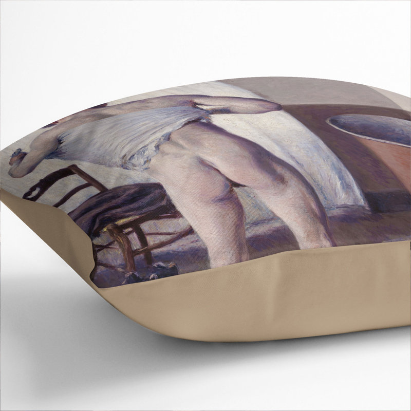 Man At His Bath Square Throw Cushion, 55cm H x 55cm W x 20cm D, Stone