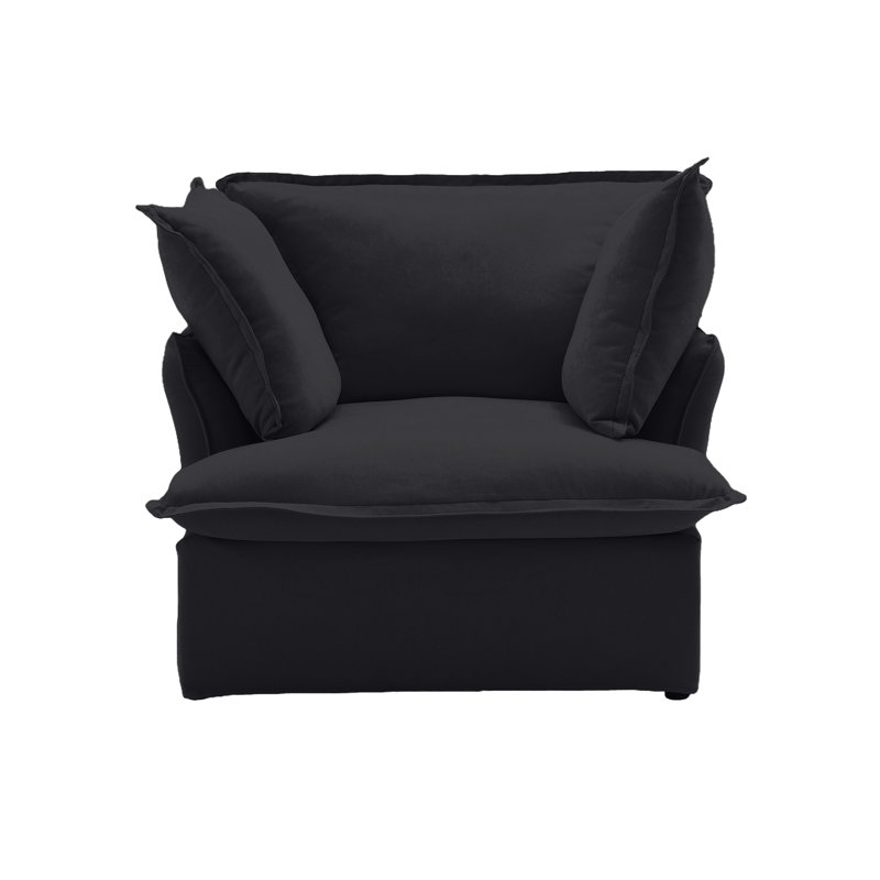 Fairford 2-Piece Upholstered Modern Linen Velvet Slipcovered Armchair, Black Linen Blend