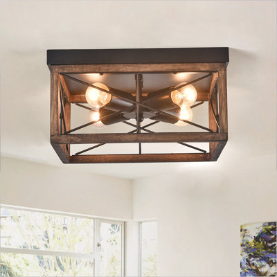 Plafonnier encastré cage en bois 12,6 po Meisel
