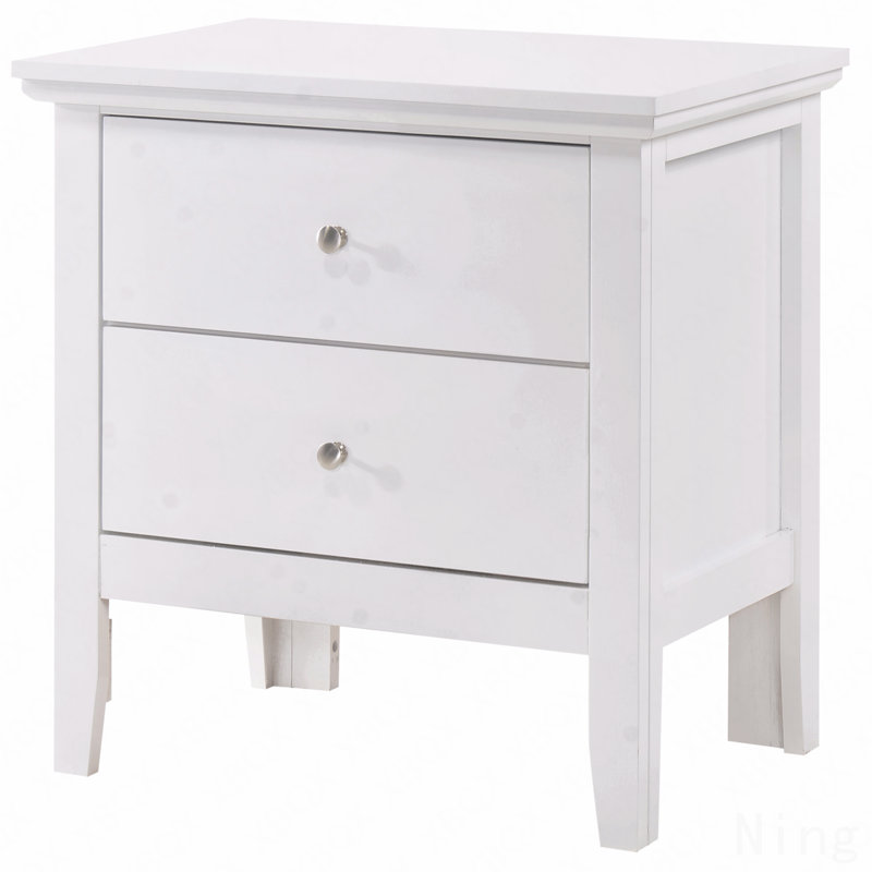 Table de chevet transitionnelle blanche élégante, Blanc