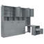 Lit escamotable simple simple avec placard, tiroirs et bureau - Multifonctionnel, gris