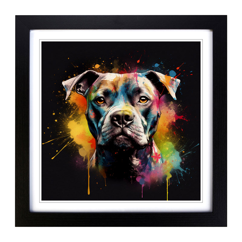 Staffordshire Bull Terrier Conceptual Art - Framed Print, Black
