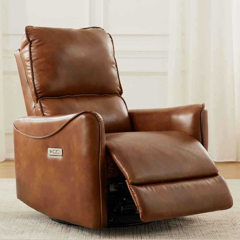 Hjalti 32.3" W Power Swivel Rocker Recliner, Caramel