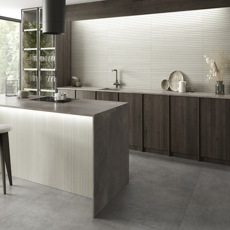 Carreau de mur / plancher en porcelaine cannelée blanche Osaka 24 x 48 (2 tuiles par boîte), Osaka blanc