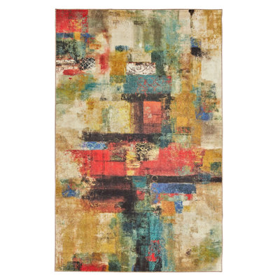 Tapis rouge / beige Hallberg