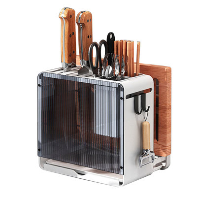Acrylic Cutting Board Knife Block Storage Rack With Drainboard