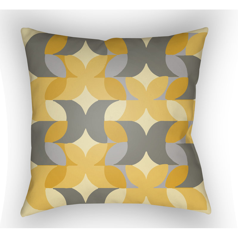 Moderne Geometric Throw Pillow, 18" H x 18" W x 4" D, Yellow/Grey