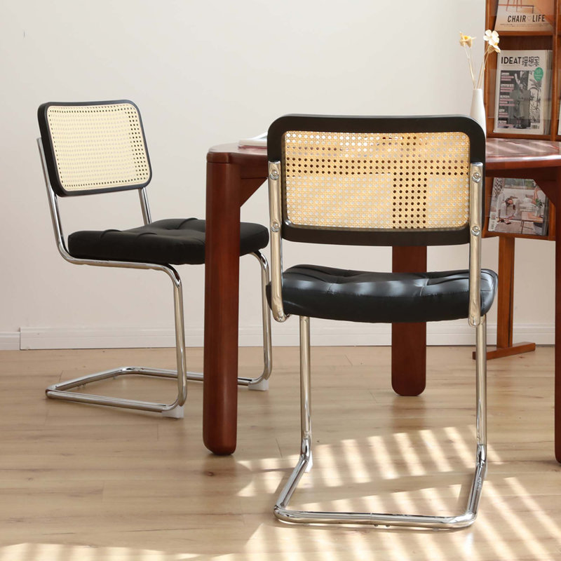 Ensemble de 2 chaises de salle à manger en rotin Fauex, Noir