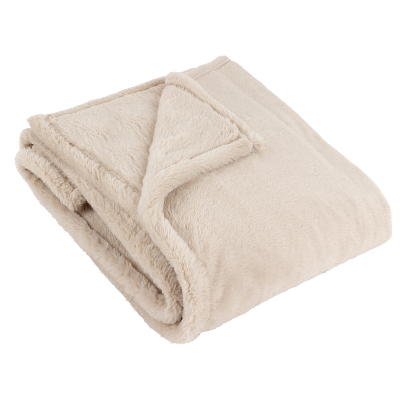 Kallu Throw Machine Woven Throw Blanket, Cream, 130cm W x 170cm L