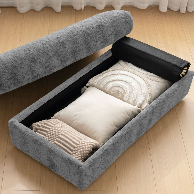 Canapé simple surdimensionné de 42 po, fauteuil en fausse fourrure de lapin avec porte-gobelets, méridienne rembourrée avec repose-pieds avec rangement et accoudoirs, canapé-lit avec siège profond pour le salon, appartement