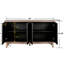 Grand buffet avec 4 portes à motif cannelé et 2 tablettes - Armoire de rangement style Mid-Century à finition noire antique-1504815779-1504815788