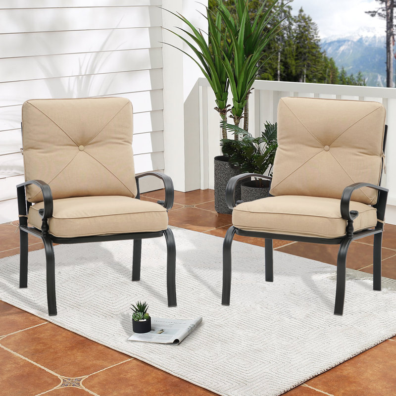 Chaise de patio avec coussins Abubakarr, Brun clair