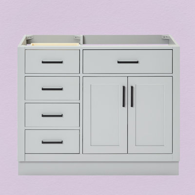 Osoria 42'' Solid Wood Single Bathroom Vanity Base Only, Right Offset Base Cabinet without Top