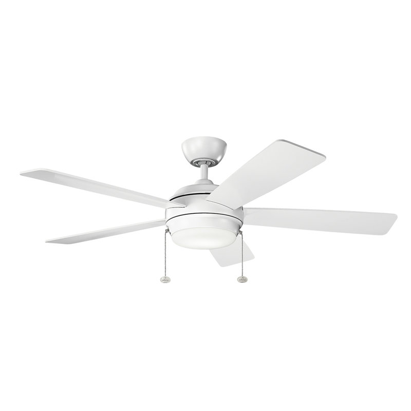 Matte White 52" Ceiling Fan with LED Light and 5 Blades