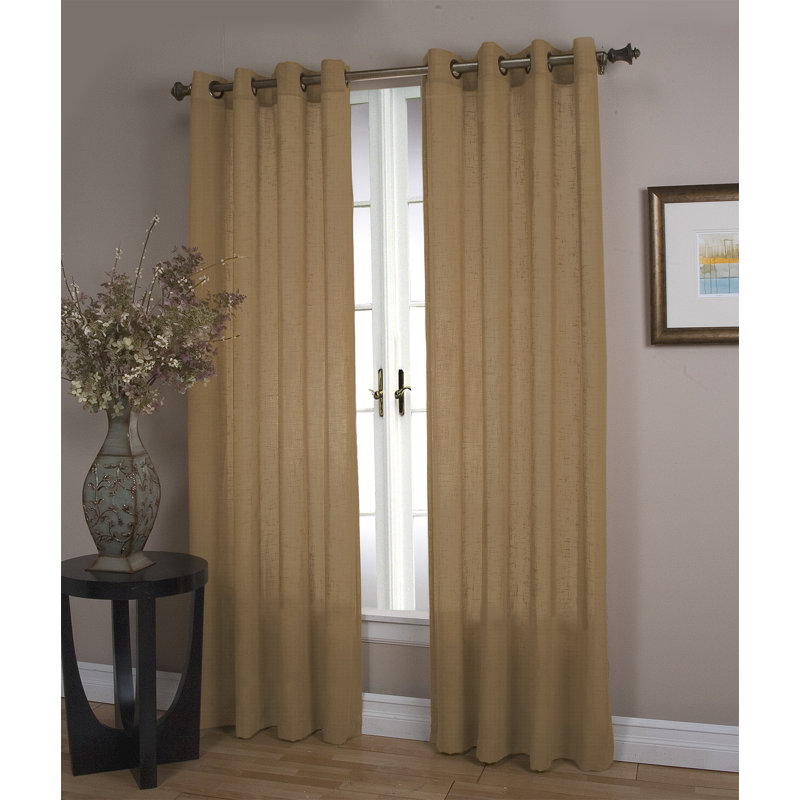 Swadlincote Elegant Linen-Look Light Filtering Grommet Single Curtain Panel, 52" W x 84" L, Toffee