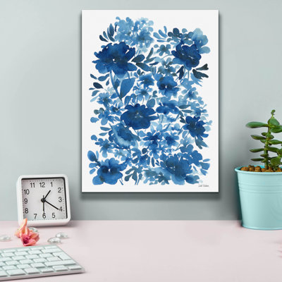 «Epic Graffiti» «Blue Floral» par Leslie Trimbach, art mural sur toile