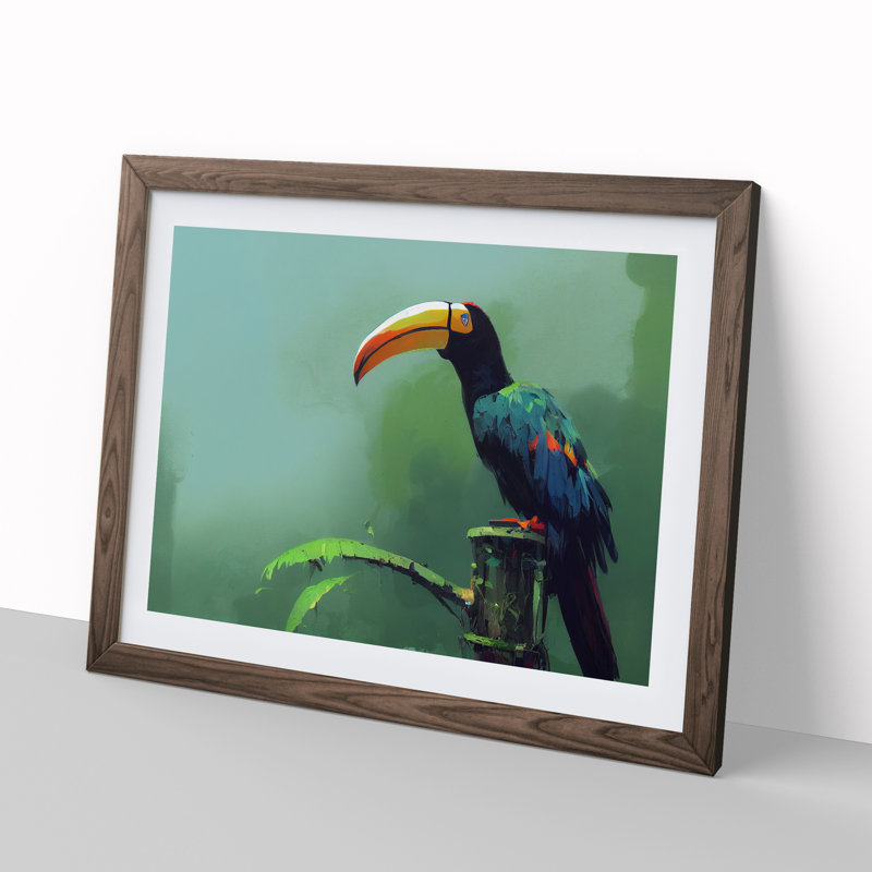 Toucan Bird Vol.2 1 Piece Single Picture Frame Wall Art, 25cm H x 34cm W x 2cm D, Walnut Framed
